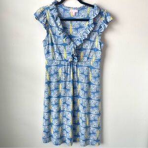 Lily Pulitzer Flutter Sleeve Straight Fit Silk Blend Clare Dress Butterfly Print